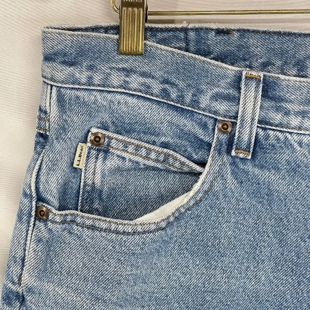 LL Bean Flannel Lined Jeans Mens 35x30 Blue Double L Natural Fit Straight 0JW72